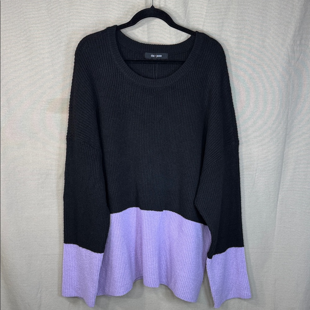 Chloe & Jasmine Sweater Black/Purple Crewneck in Size 3X NWT